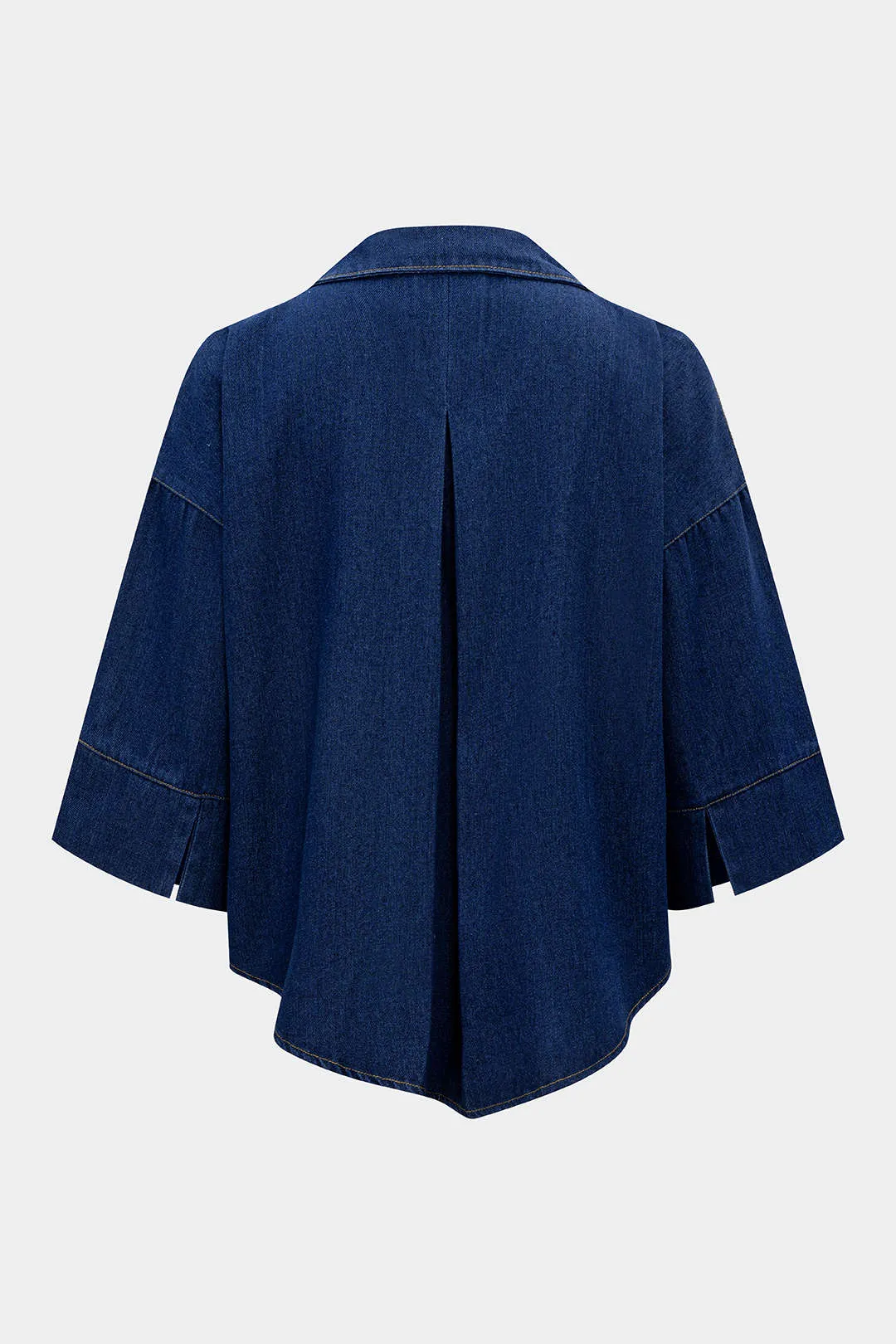 Denim V-Neck Short Sleeve Shirt sold by Micas product image thumbnail 2