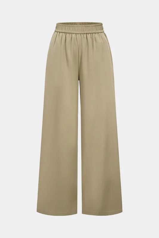 Button Detail Wide Leg Pants Split-Set Bottom sold by Micas