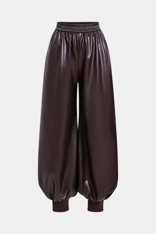 Faux Leather Patchwork Lantern Trousers sold by Micas
