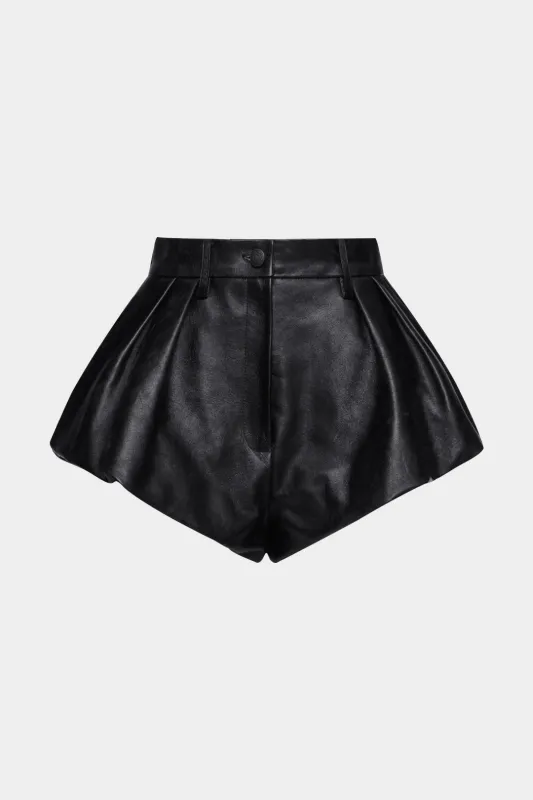 Faux Leather Pleated Shorts sold by Micas