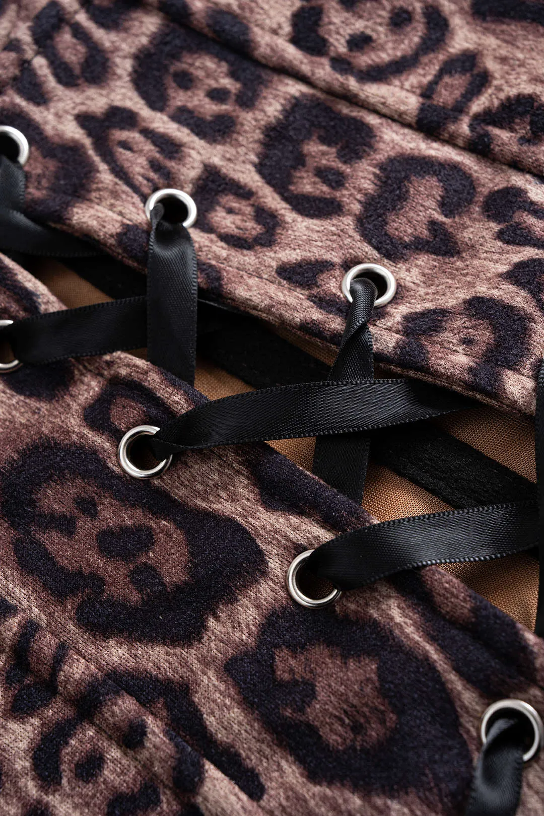 Leopard Print Suede Tie-Back Underwire Strapless Tube Top sold by Micas product image thumbnail 3