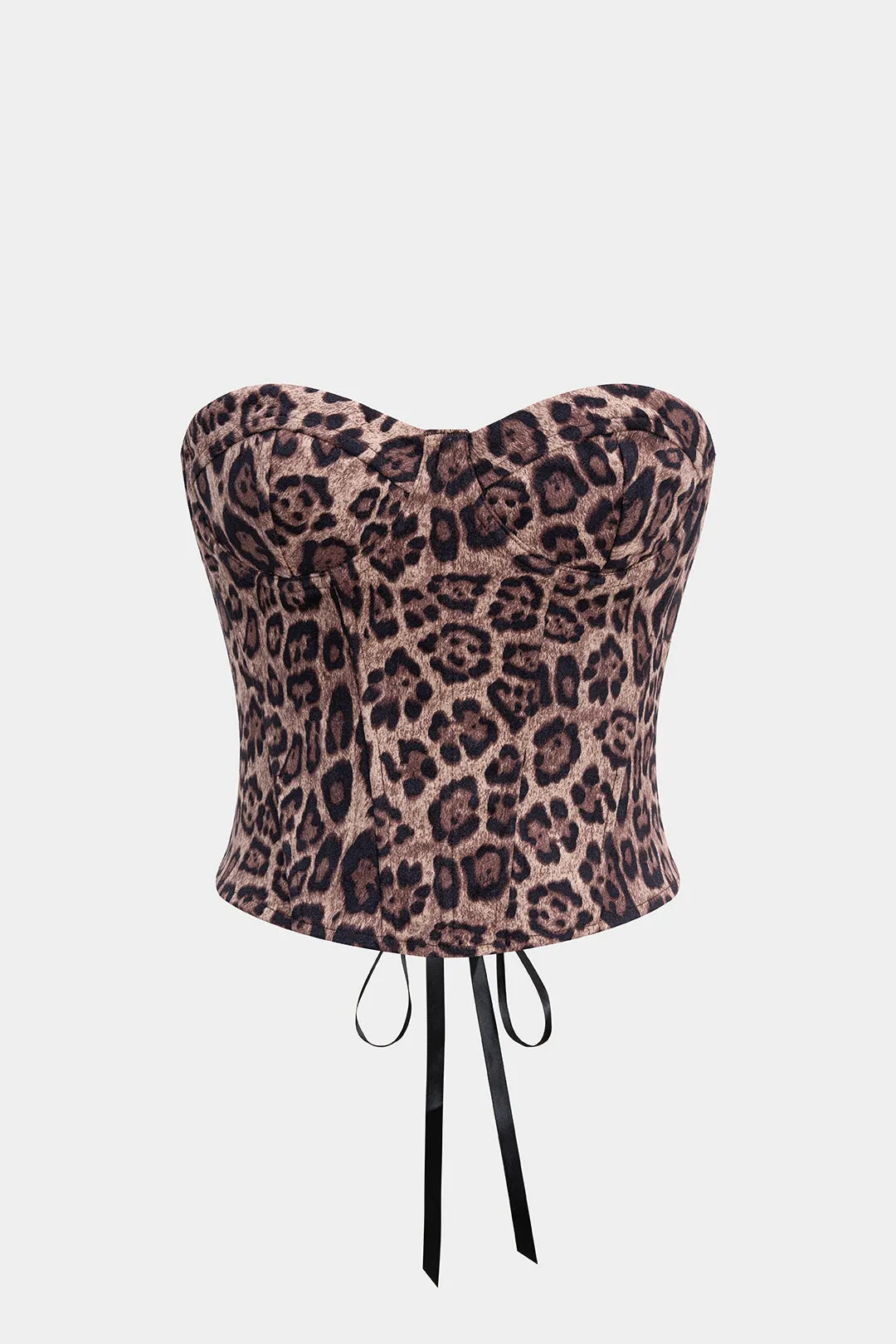 Leopard Print Suede Tie-Back Underwire Strapless Tube Top sold by Micas