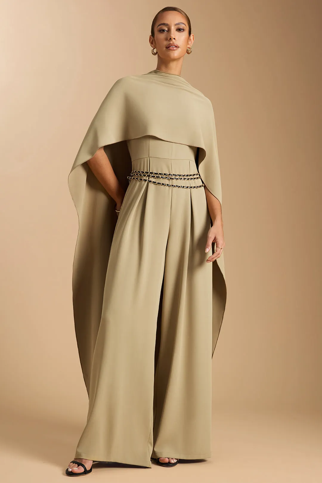 Halter Neck Zipper Tie-Up Chain Backless Sleeveless Jumpsuit sold by Micas