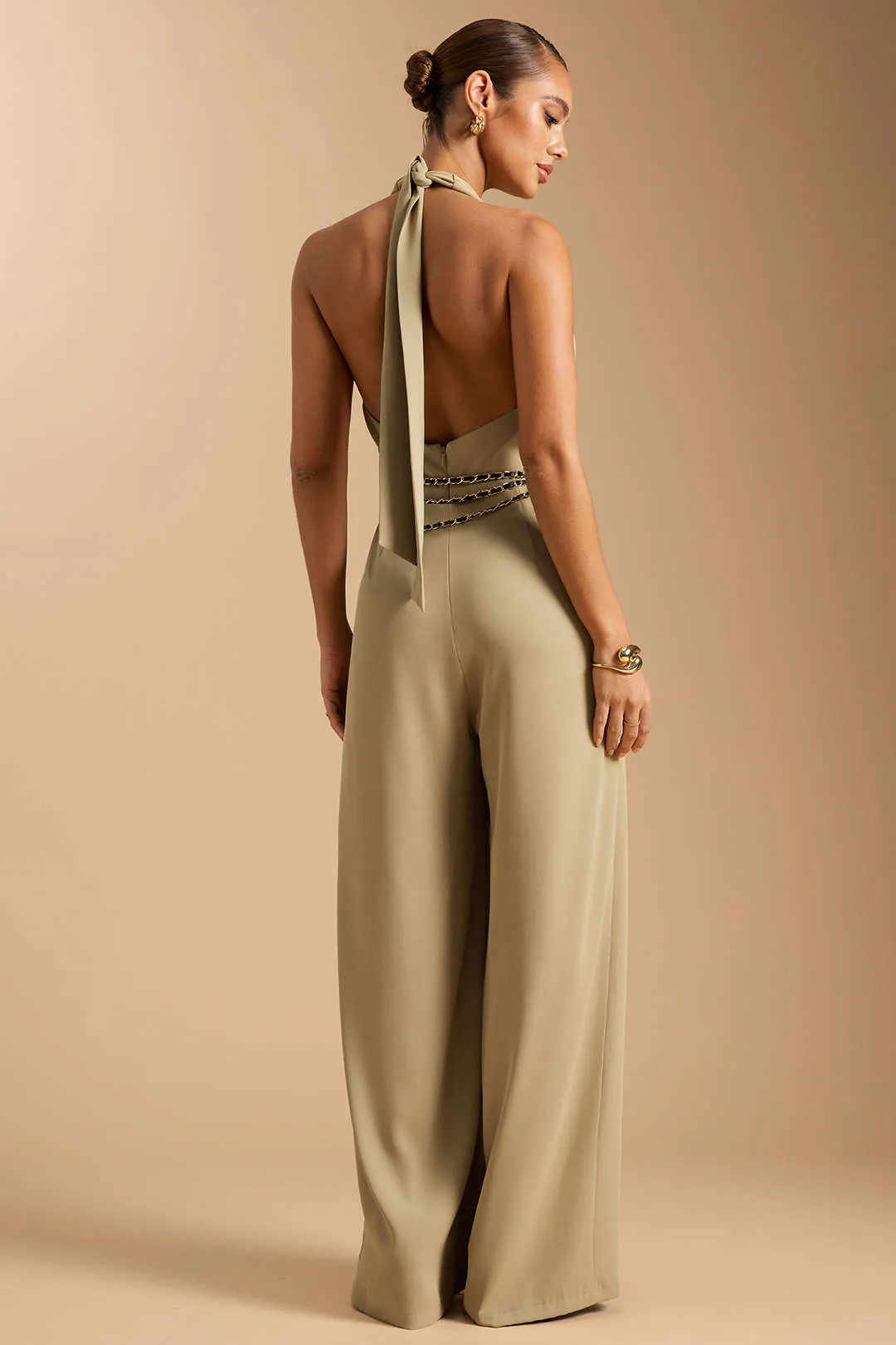 Halter Neck Zipper Tie-Up Chain Backless Sleeveless Jumpsuit sold by Micas product image thumbnail 3