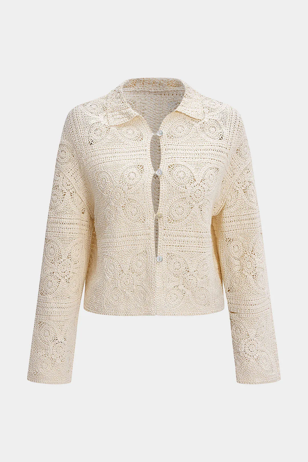 Knit Button Hollow Out Cardigan sold by Micas