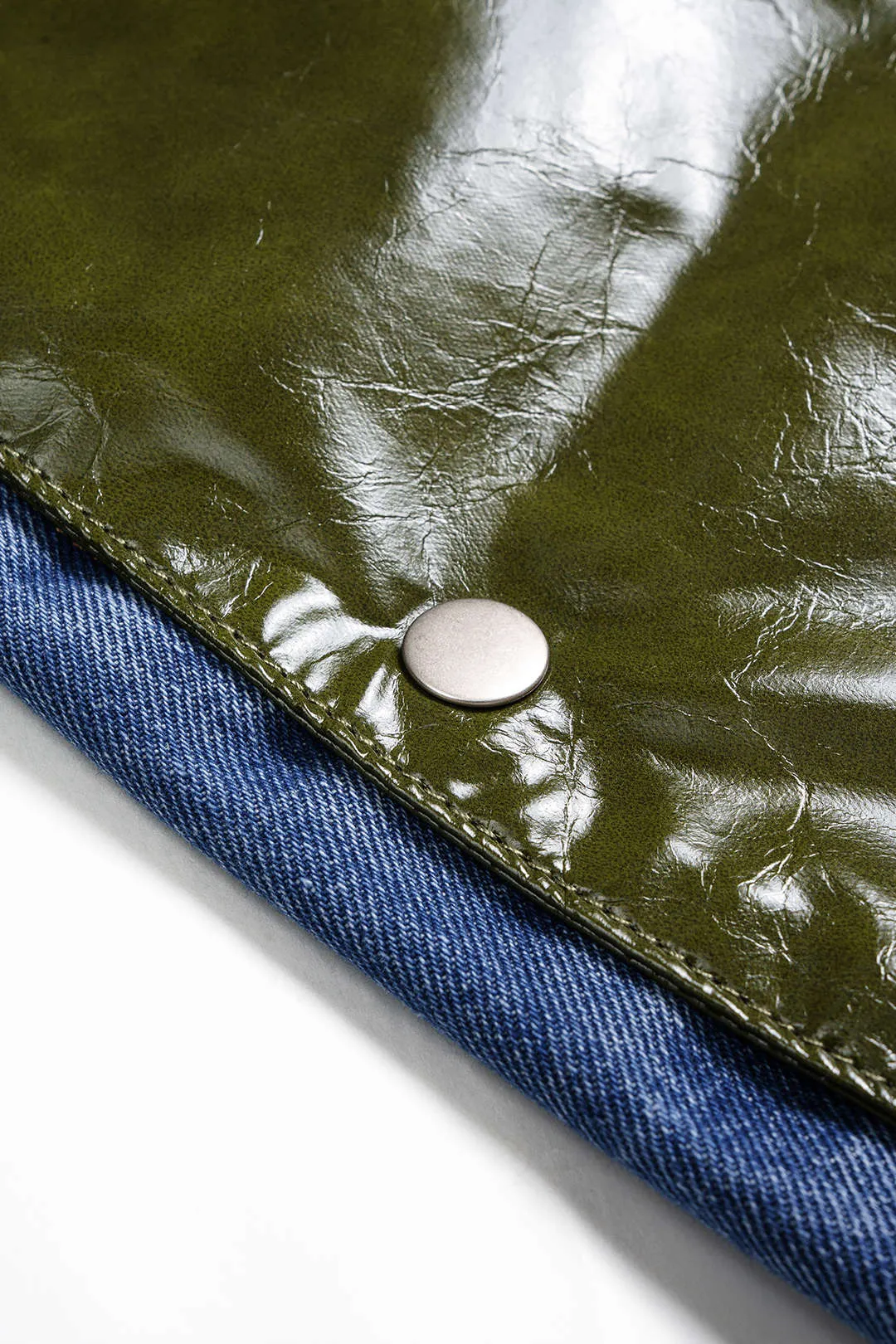 Denim Faux Leather Patchwork Skirt sold by Micas product image thumbnail 3