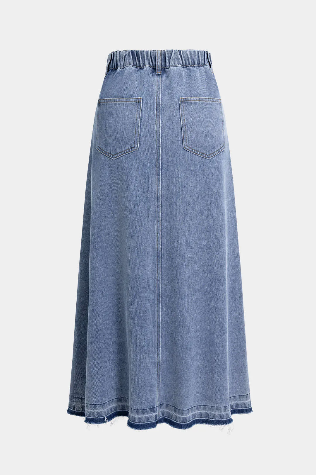 Denim Pocket Pleated Frayed Skirt sold by Micas product image thumbnail 2