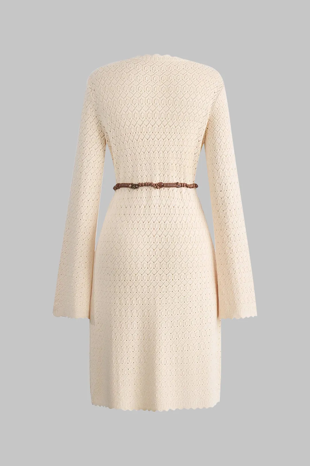 Knit Button Belted Long Sleeve Dress sold by Micas product image thumbnail 2