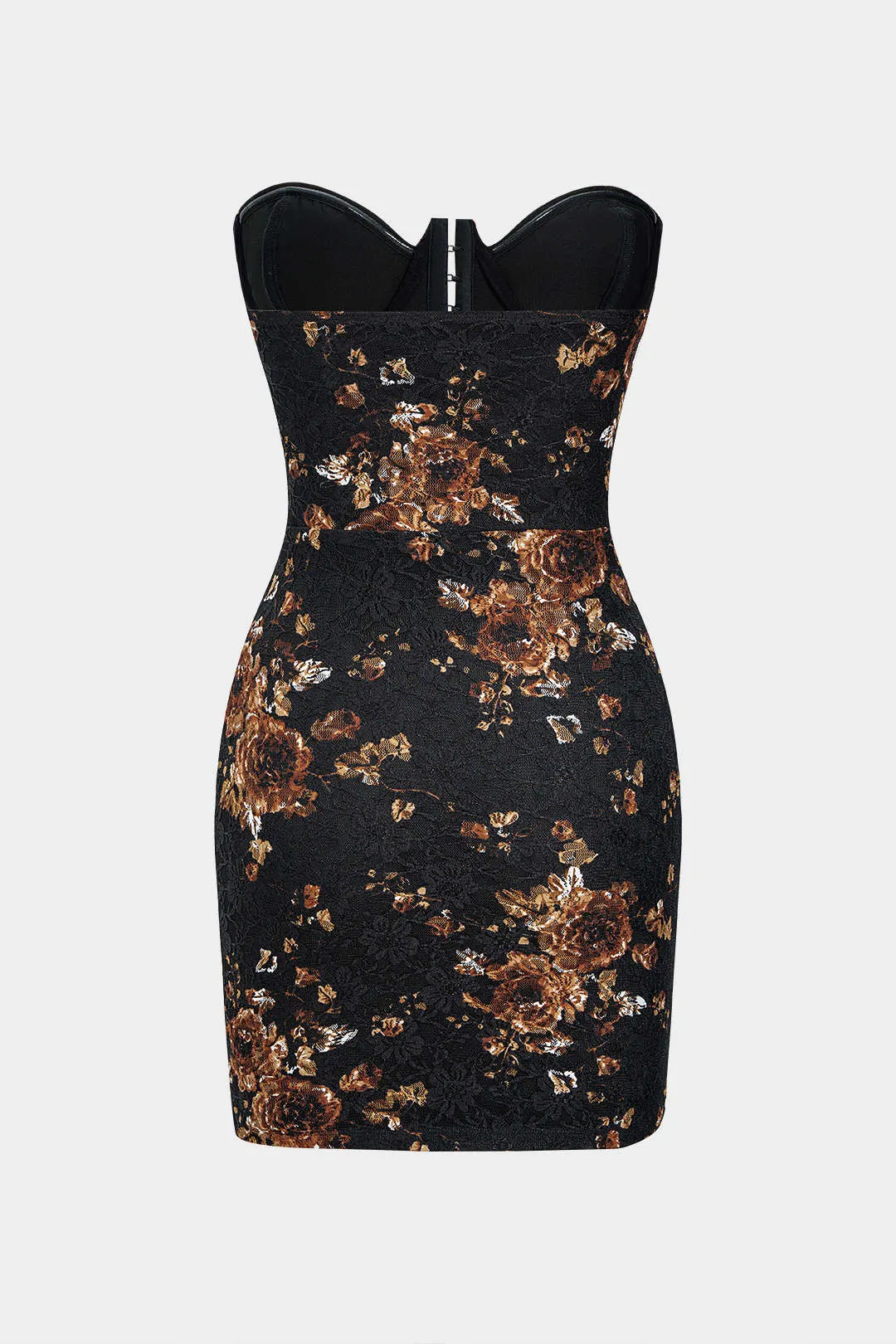 Floral Print Lace Patchwork Strapless Sleeveless Mini Dress sold by Micas product image thumbnail 2
