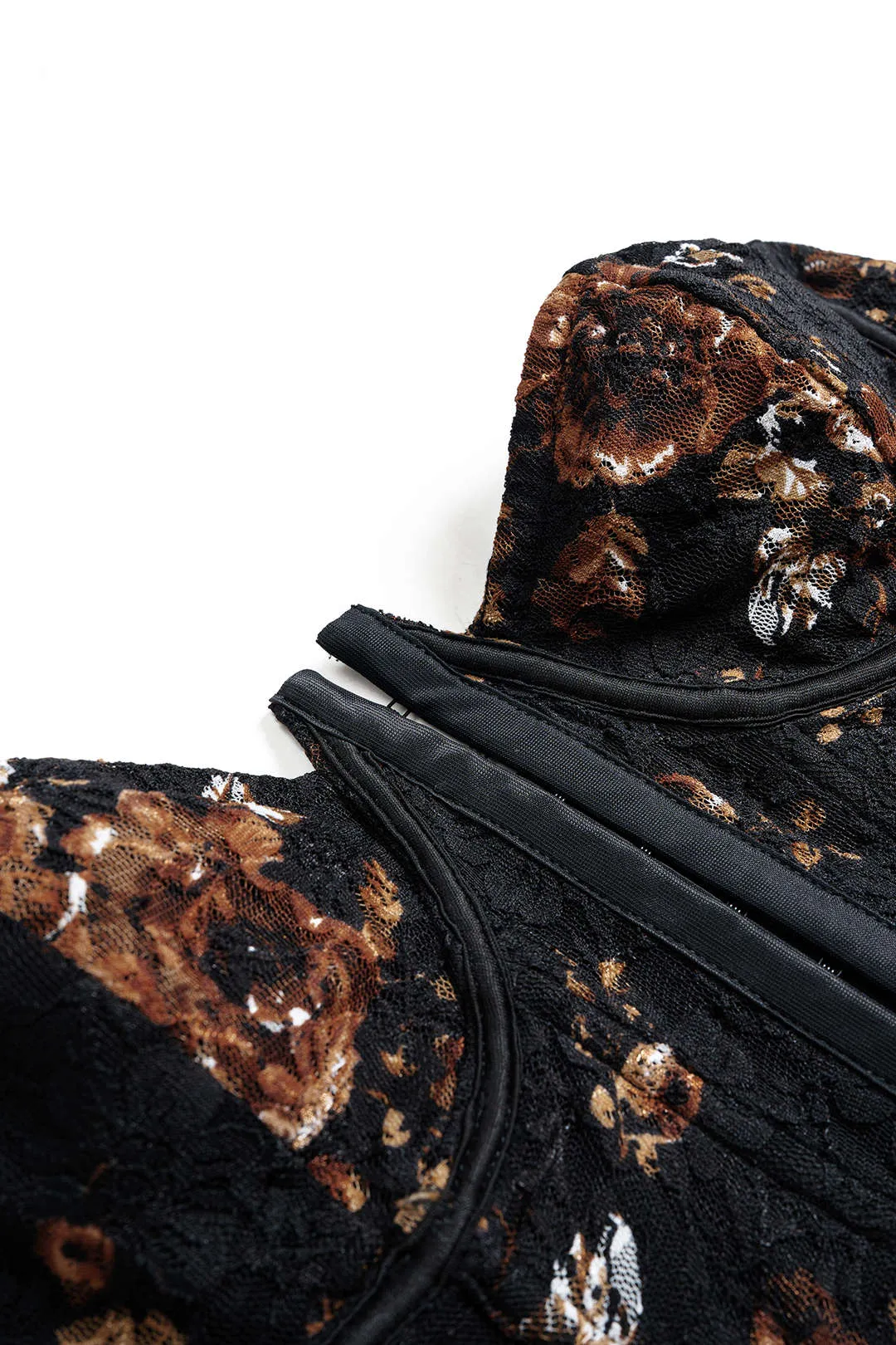 Floral Print Lace Patchwork Strapless Sleeveless Mini Dress sold by Micas product image thumbnail 3