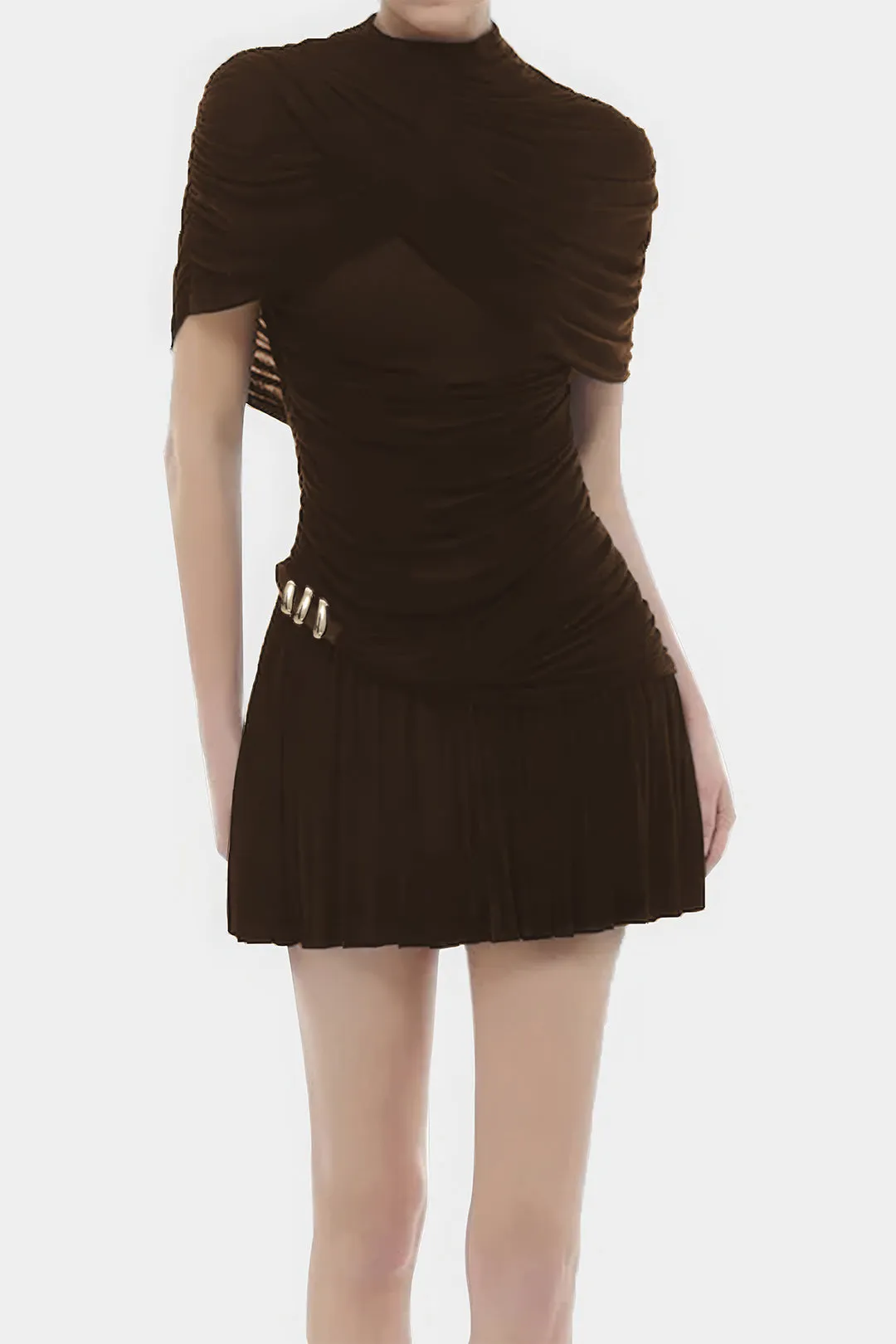 Ruched Asymmetrical Short Sleeve Mini Dress sold by Micas product image thumbnail 2