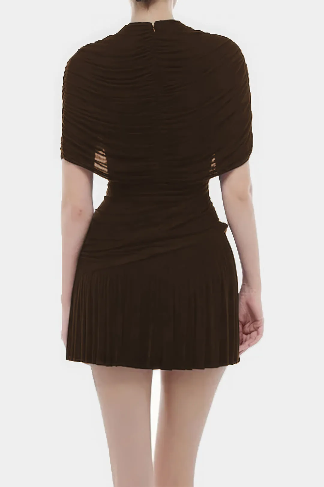 Ruched Asymmetrical Short Sleeve Mini Dress sold by Micas product image thumbnail 3