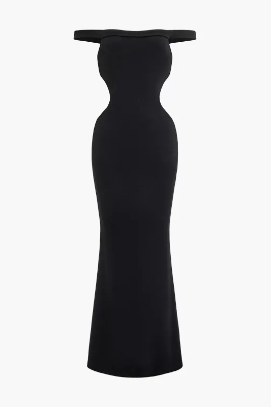 Off Shoulder Zipper Backless Sleeveless Maxi Dress sold by Micas