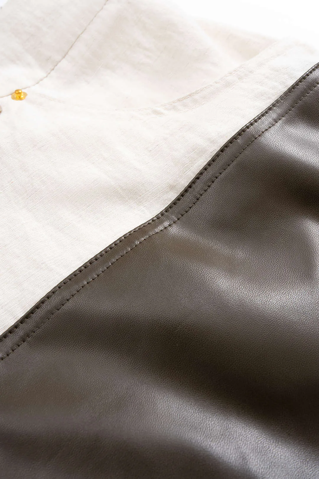 Faux Leather Patchwork Straight Leg Trousers sold by Micas product image thumbnail 3