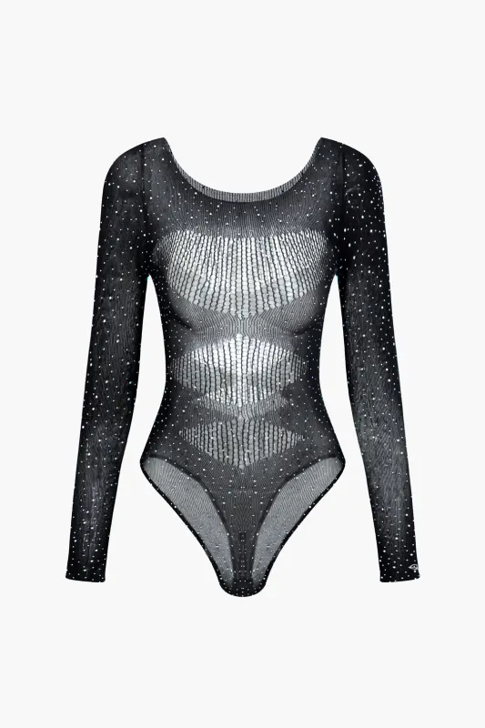 Mesh Sheer Cut Out Long Sleeve Bodysuit sold by Micas