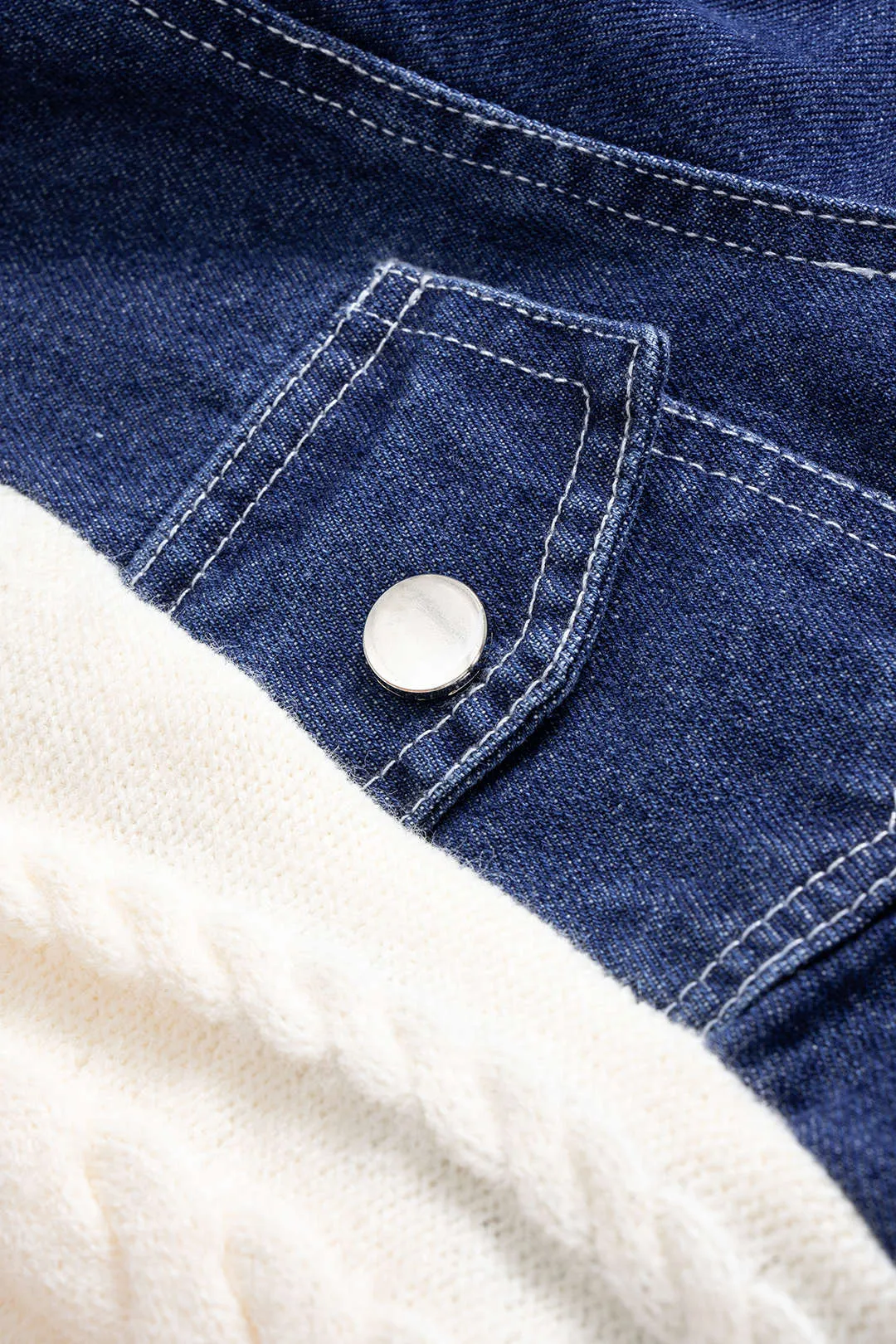 Patchwork Button Cable Sweater Cardigan sold by Micas product image thumbnail 4