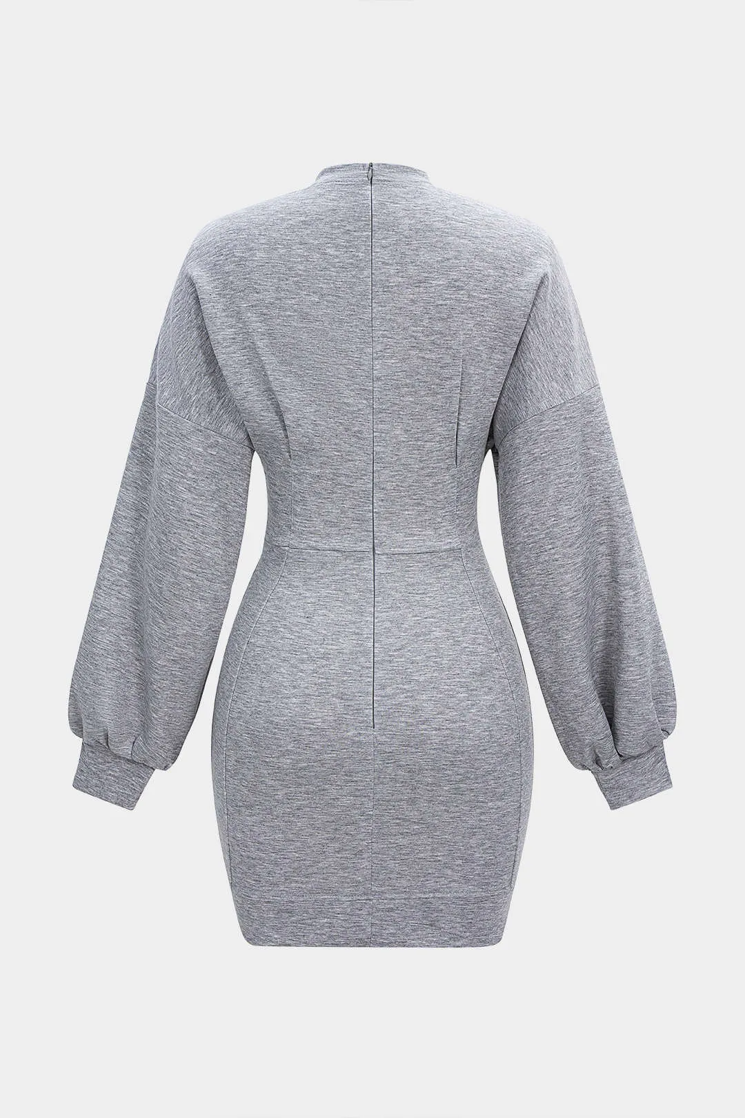 Lantern Sleeve Zipper Mini Dress sold by Micas product image thumbnail 2