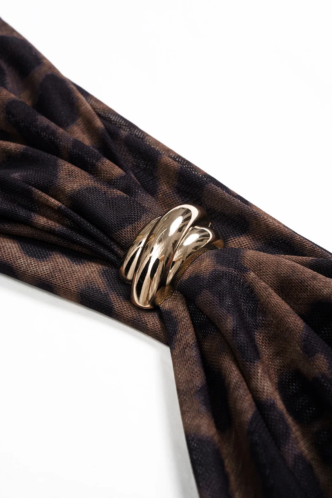 Leopard Print Mesh Metallic Ruched Slip Sleeveless Mini Dress sold by Micas product image thumbnail 3