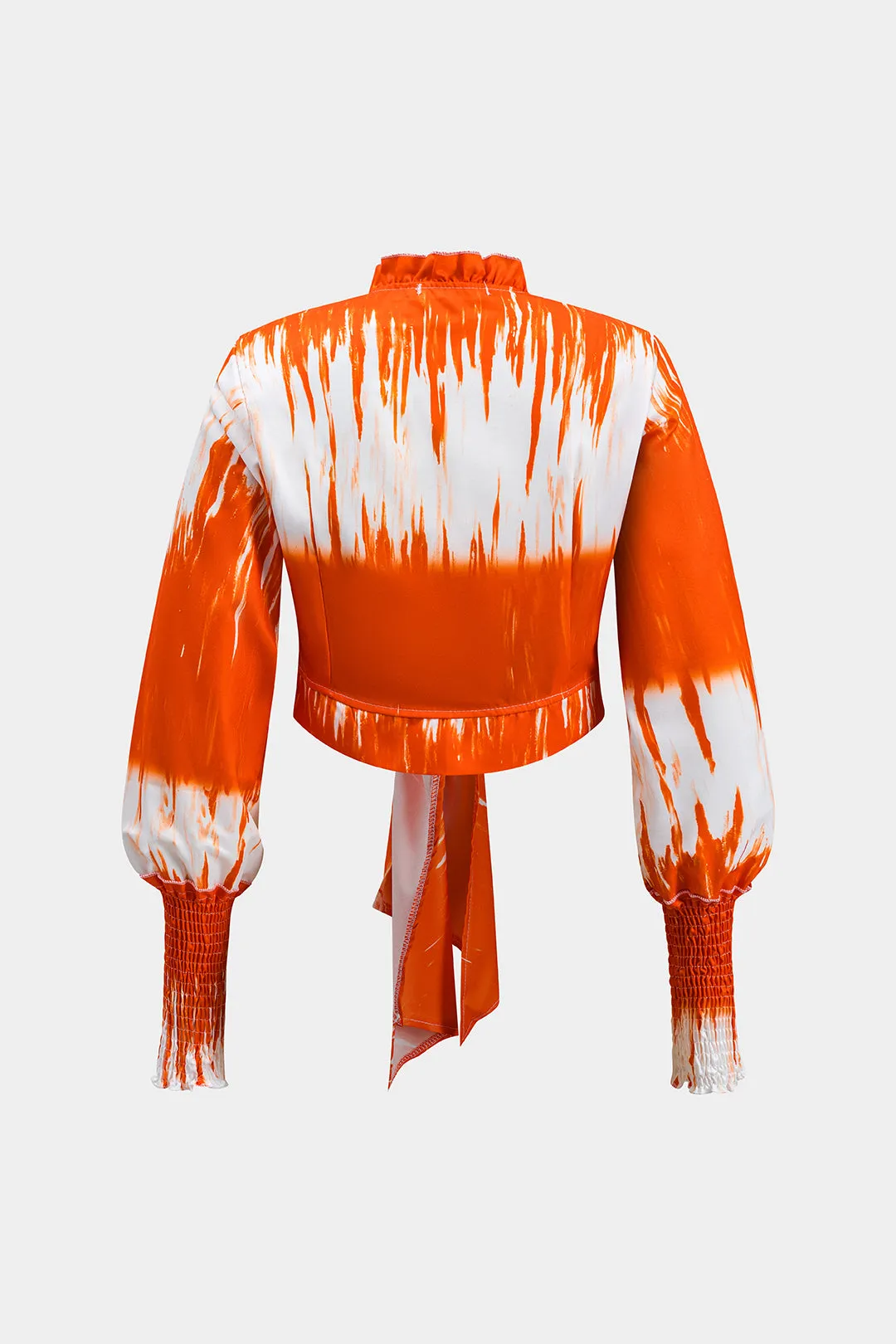 Tropisk mønster ruffle v-hals slips foran top og ruched høj talje brede benbukser sæt sold by Micas product image thumbnail 3