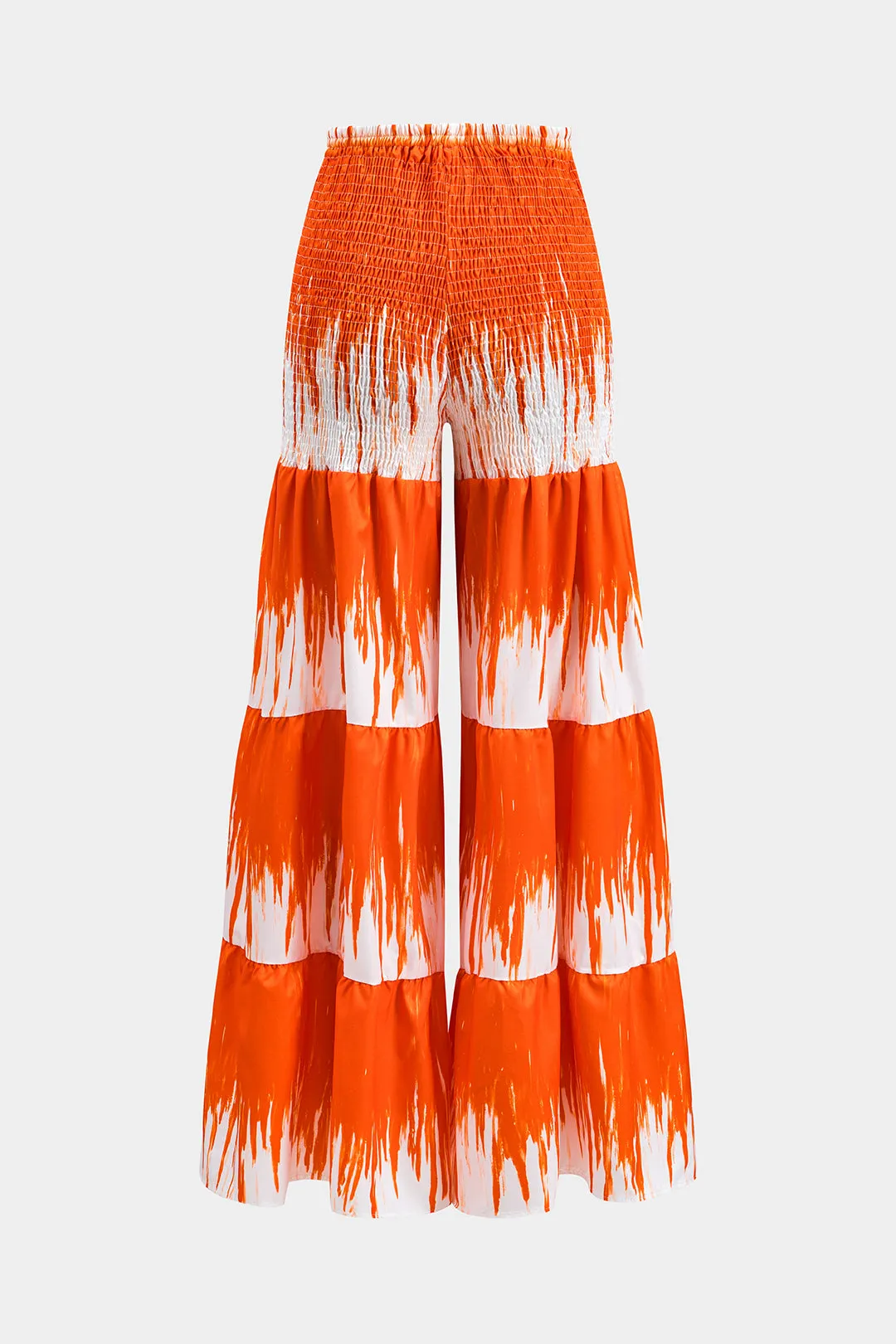 Tropisk mønster ruffle v-hals slips foran top og ruched høj talje brede benbukser sæt sold by Micas product image thumbnail 5