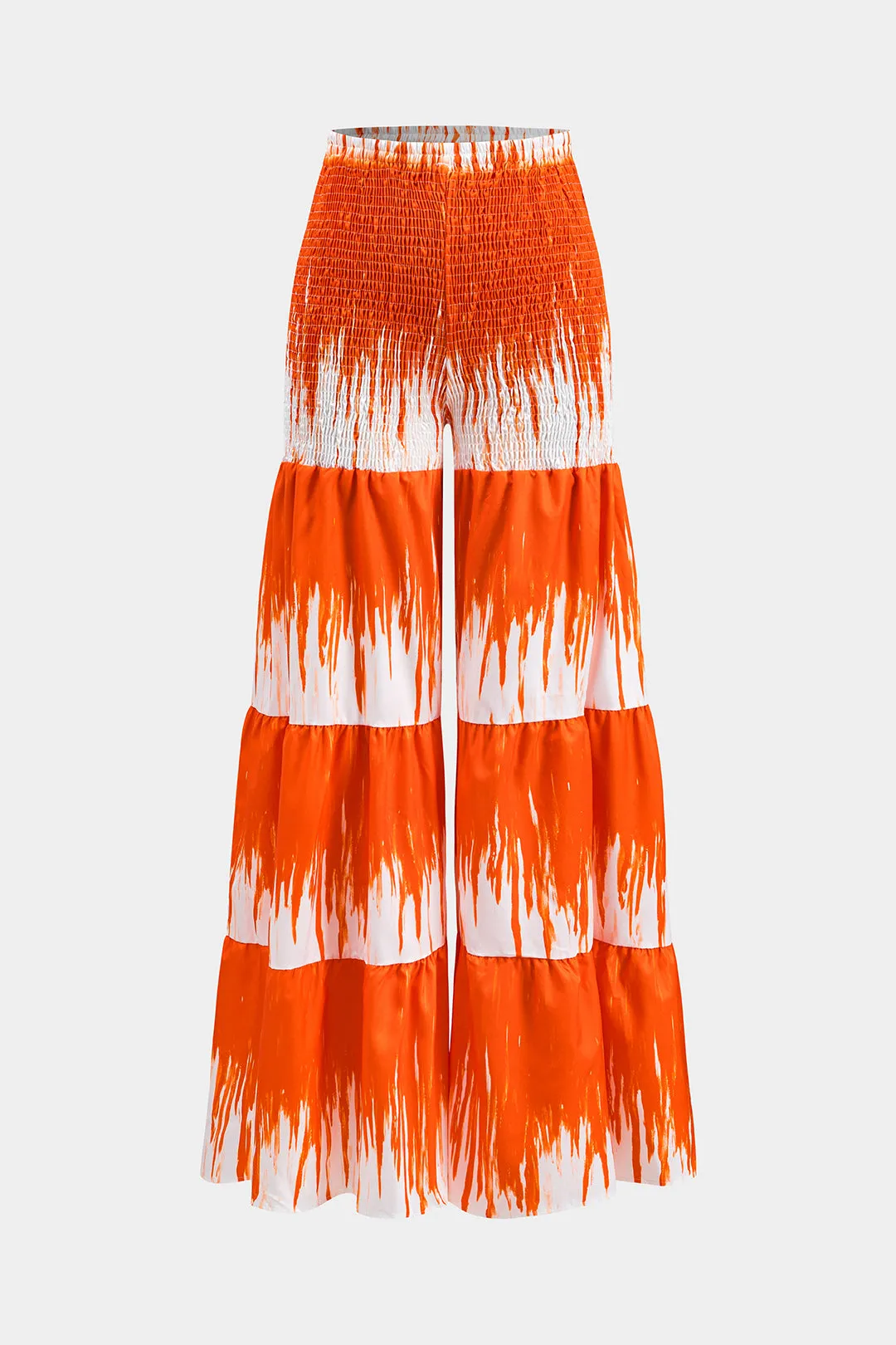 Tropisk mønster ruffle v-hals slips foran top og ruched høj talje brede benbukser sæt sold by Micas product image thumbnail 4