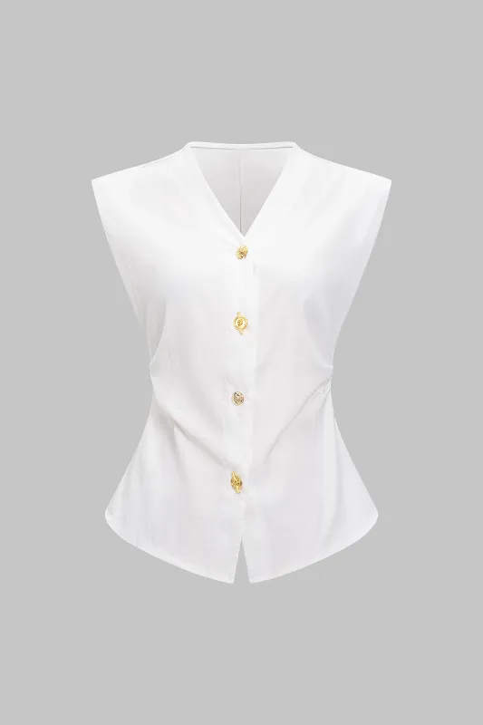 Button Ruched Retro Waist Vest sold by Micas