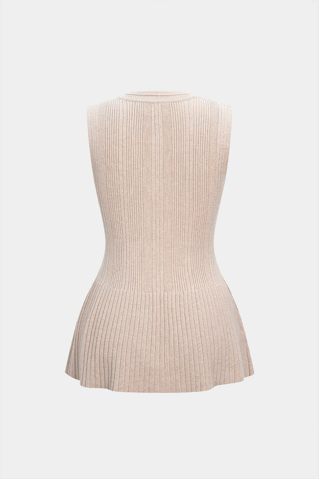 Knit Button Ruched Round Neck Vest sold by Micas product image thumbnail 2