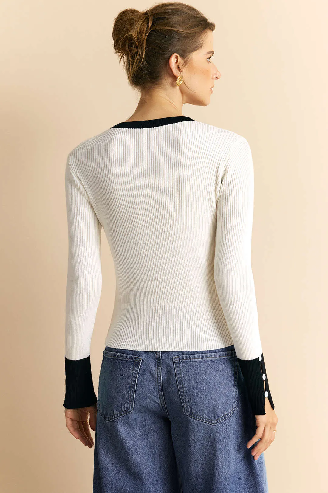 Knit Contrast Button Cardigan sold by Micas product image thumbnail 2