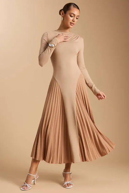 Pleated Long Sleeve Maxi Dress sold by Micas