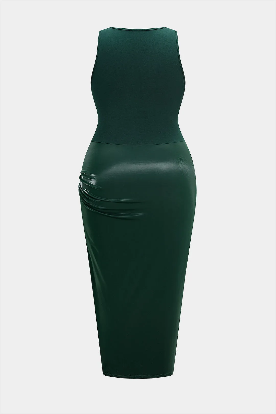 Plus Size Metallic Ruched Square Neck Sleeveless Midi Dress sold by Micas product image thumbnail 2