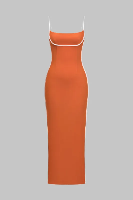 Contrast Binding Slit Sleeveless Maxi Dress sold by Micas