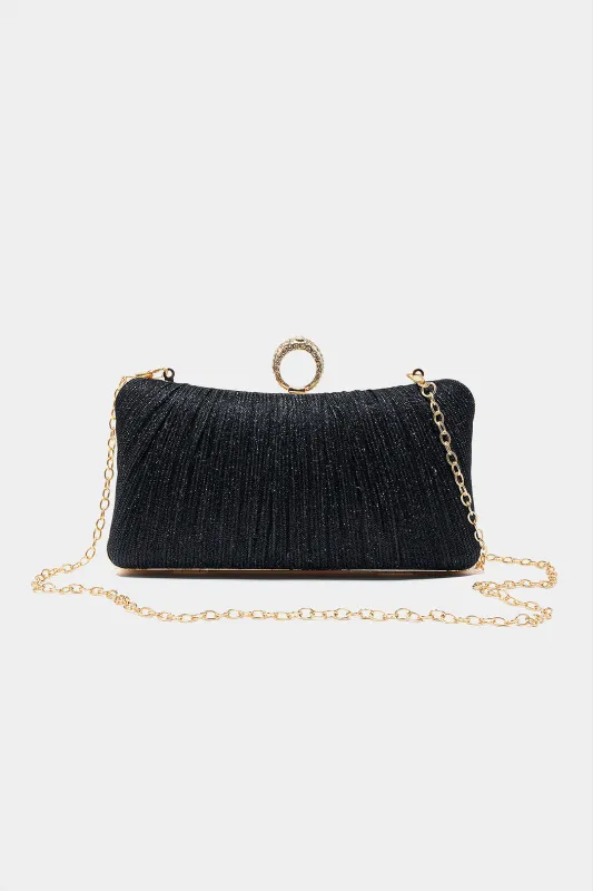 Pleated Metallic Chain Clutch Bag sold by Micas