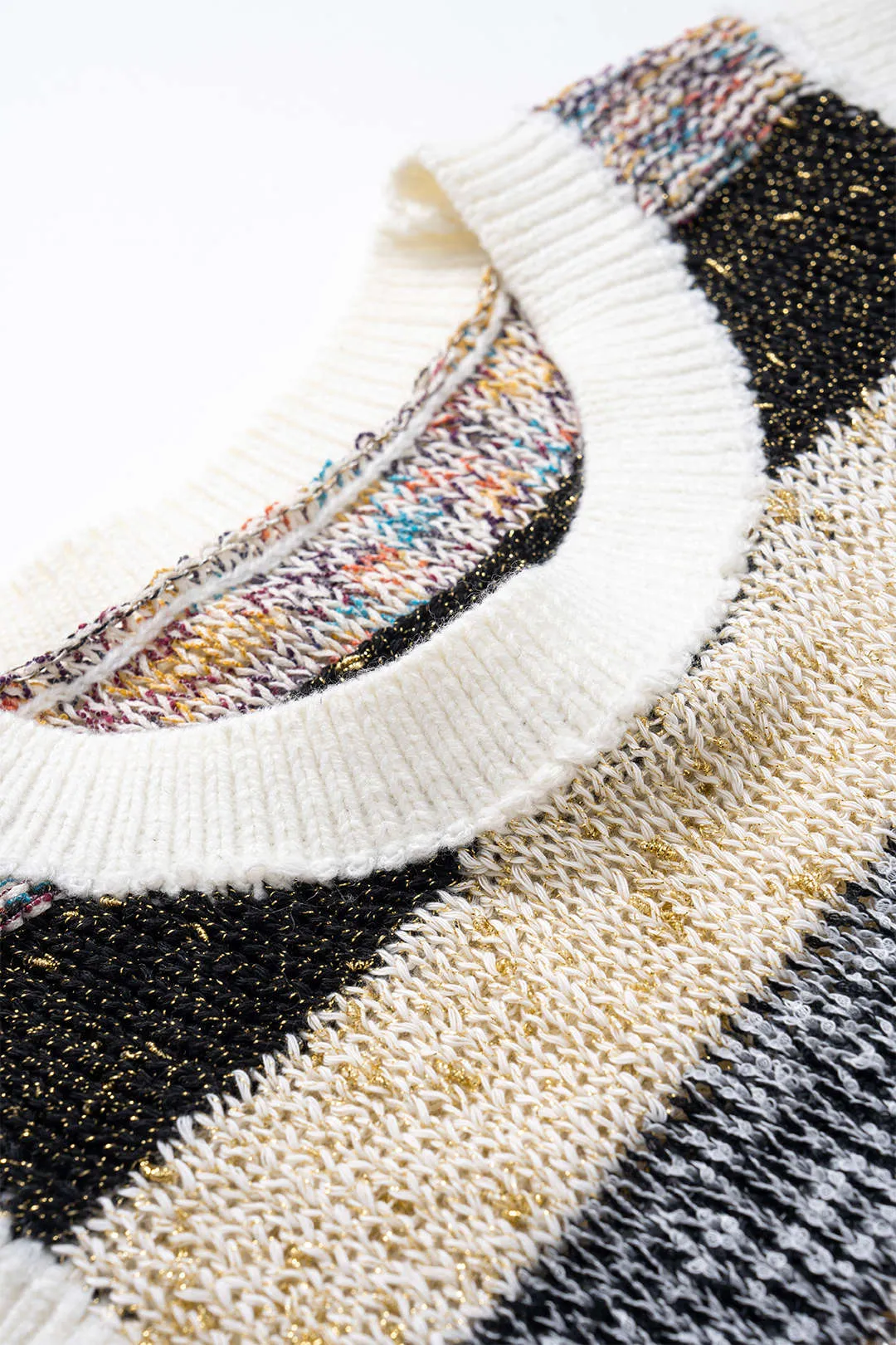 Knit Stripes Contrast Round Neck Tank Top sold by Micas product image thumbnail 3