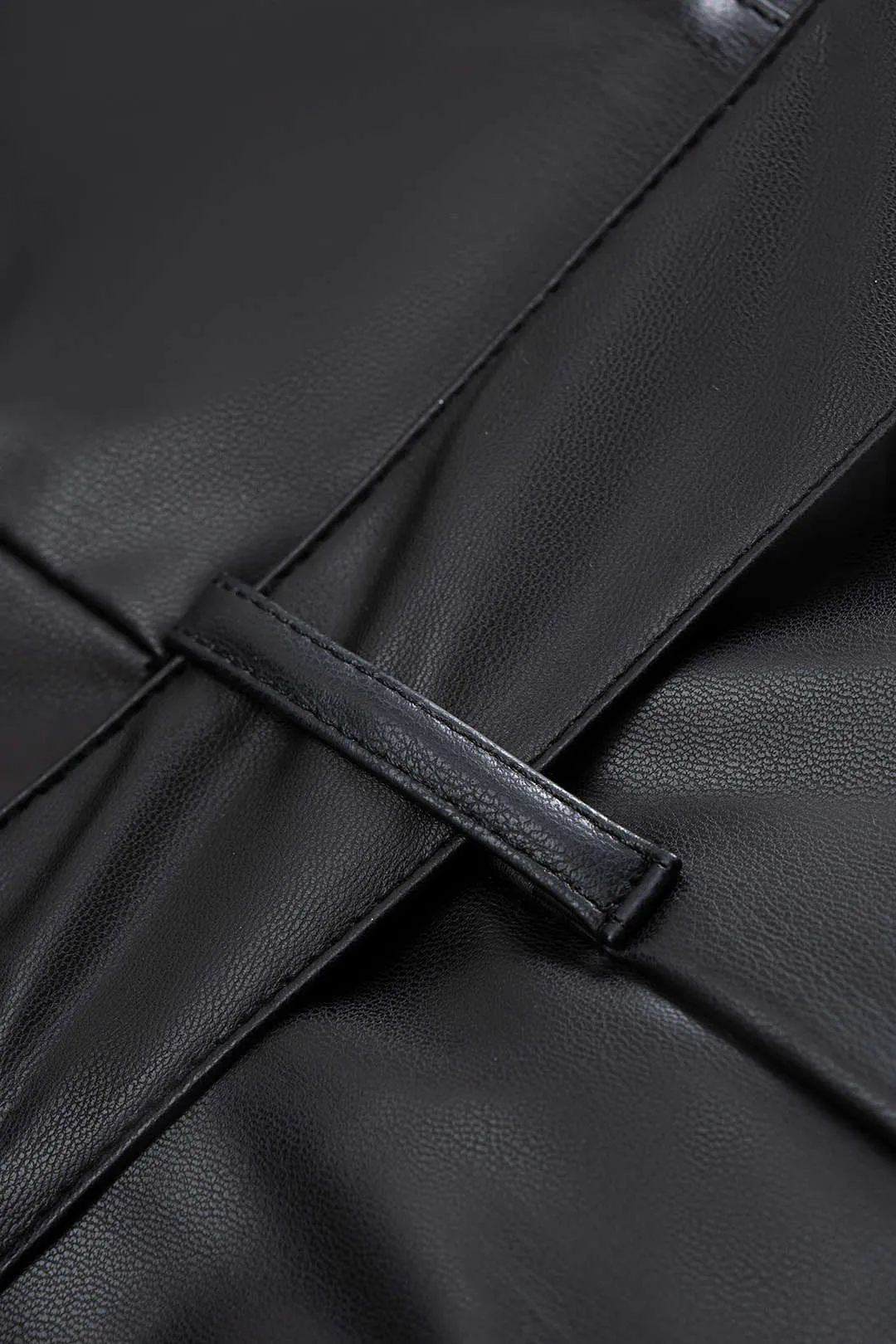 Faux Leather Button Belted Sleeveless Midi Dress sold by Micas product image thumbnail 4