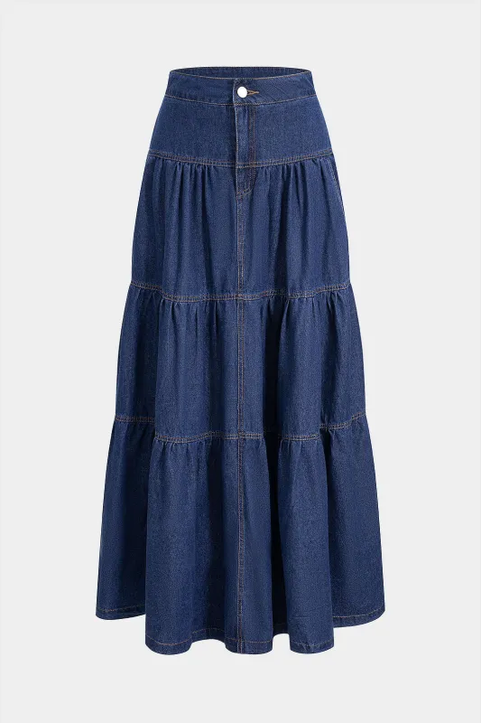 Denim Low Waist Skirt sold by Micas
