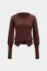 Knit Button Long-Sleeve Top sold by Micas