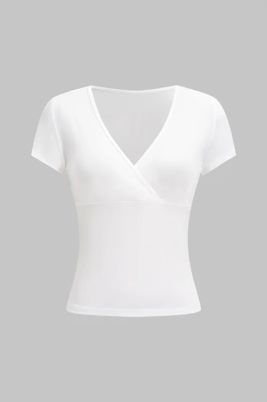 Solid V-Neck Short Sleeve T-Shirt sold by Micas