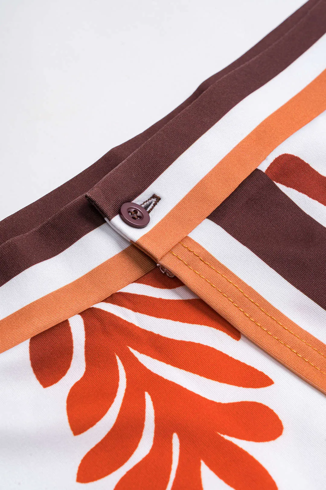 Leaves Print Satin Long Sleeve Shirt And Asymmetrical Mini Skirt Set sold by Micas product image thumbnail 3