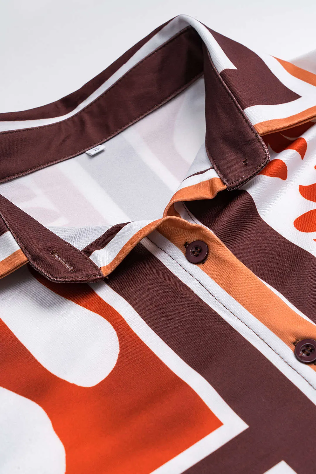 Leaves Print Satin Long Sleeve Shirt And Asymmetrical Mini Skirt Set sold by Micas product image thumbnail 4