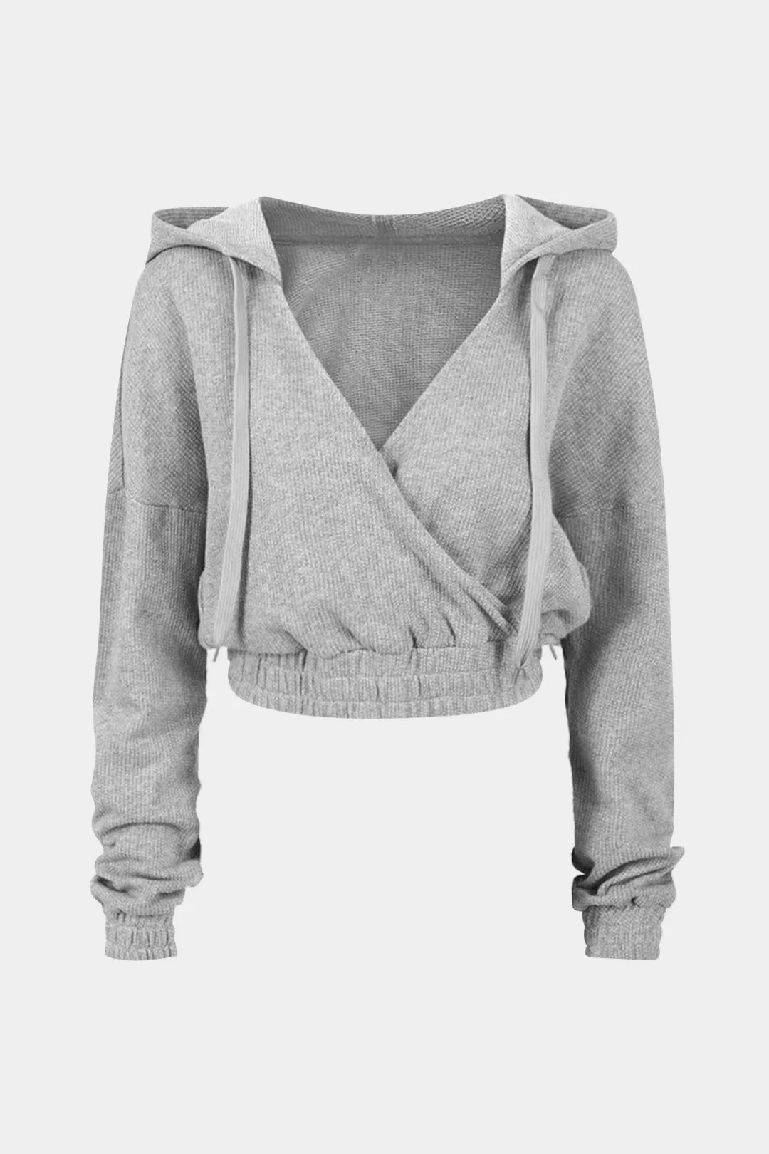 Solid Shirred Drawstring Hoodie sold by Micas