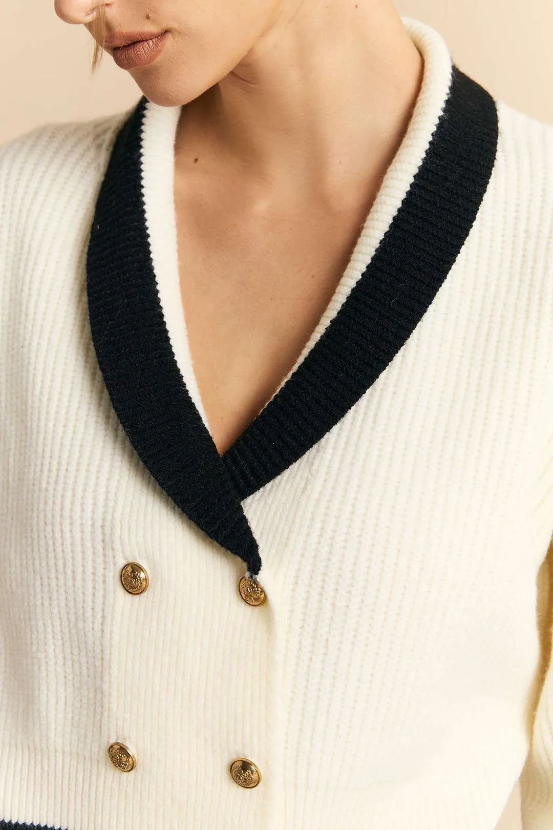 Knit Contrast Button Cardigan sold by Micas product image thumbnail 3