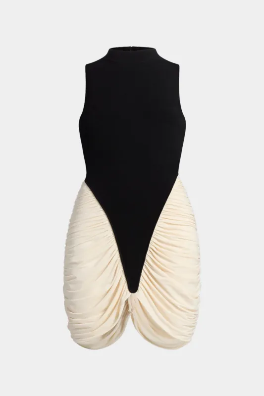 Plus Size Contrast Ruched Tank Sleeveless Dress sold by Micas