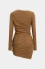 Twist Knot Ruched Asymmetrical Long Sleeve Mini Dress sold by Micas