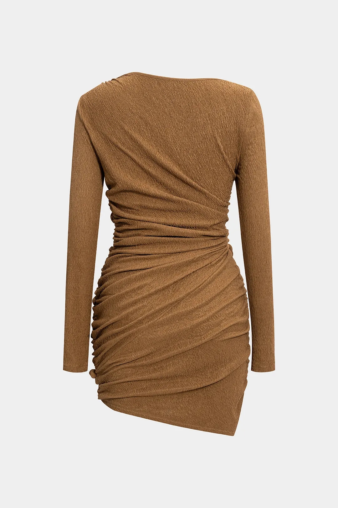 Twist Knot Ruched Asymmetrical Long Sleeve Mini Dress sold by Micas product image thumbnail 2