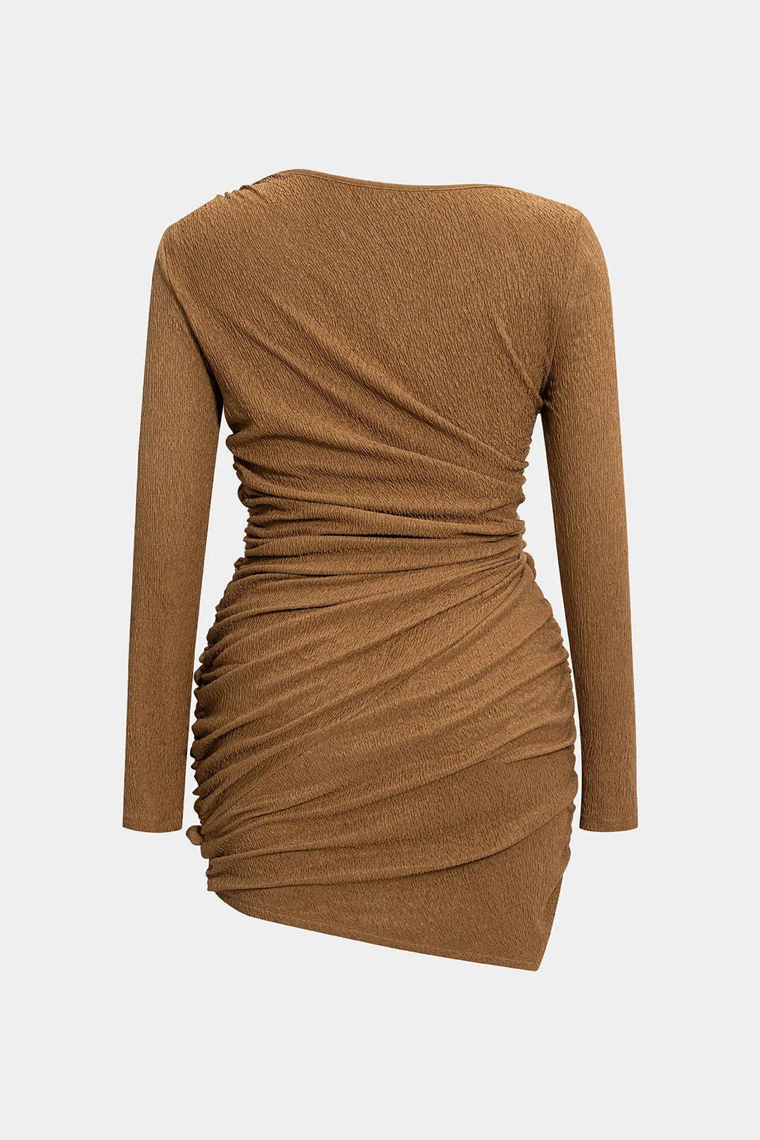 Plus Size Twist Knot Ruched Asymmetrical Long Sleeve Mini Dress sold by Micas product image thumbnail 2