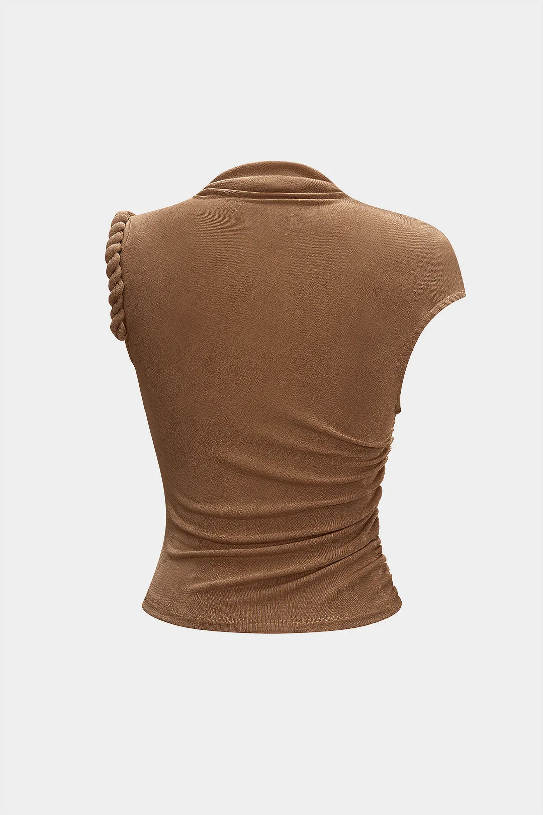 Knit Twist Knot Ruched Asymmetrical Tank Top sold by Micas product image thumbnail 2