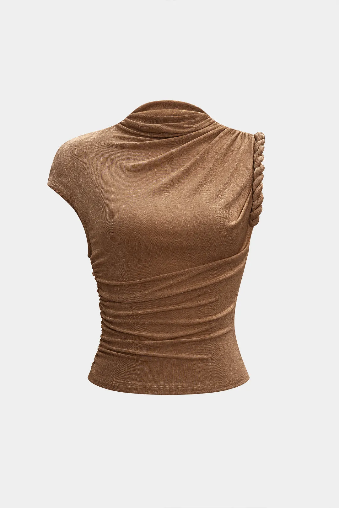 Knit Twist Knot Ruched Asymmetrical Tank Top sold by Micas