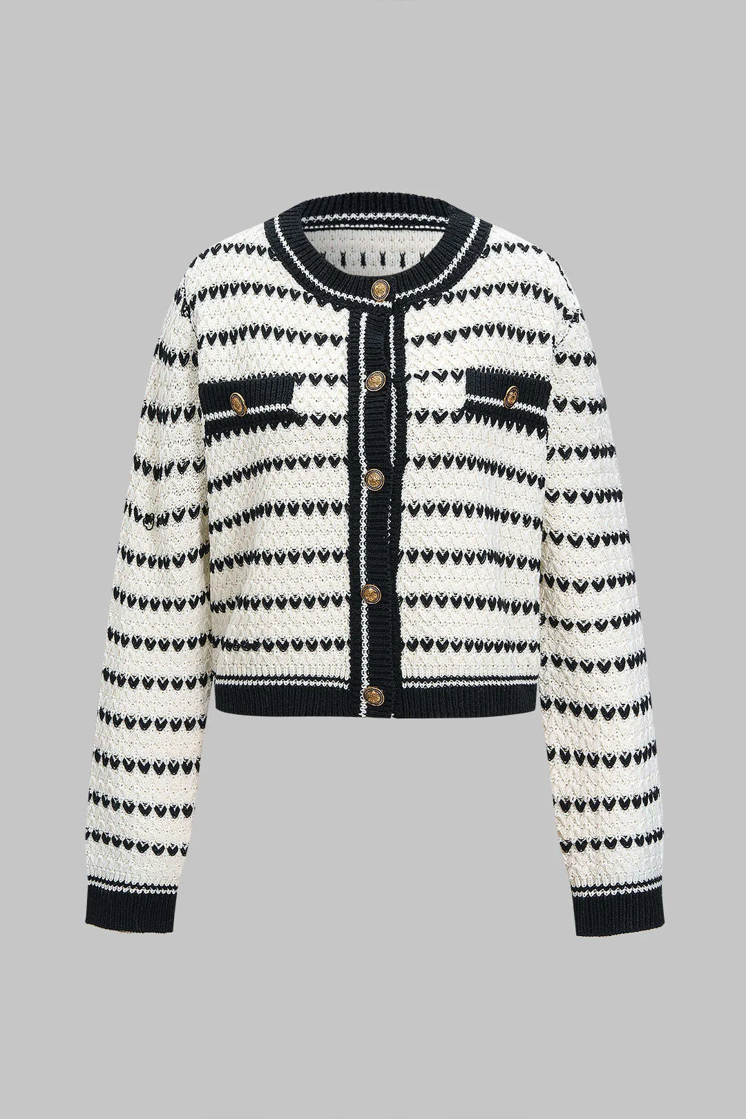 Knit Contrast Button Cardigan sold by Micas