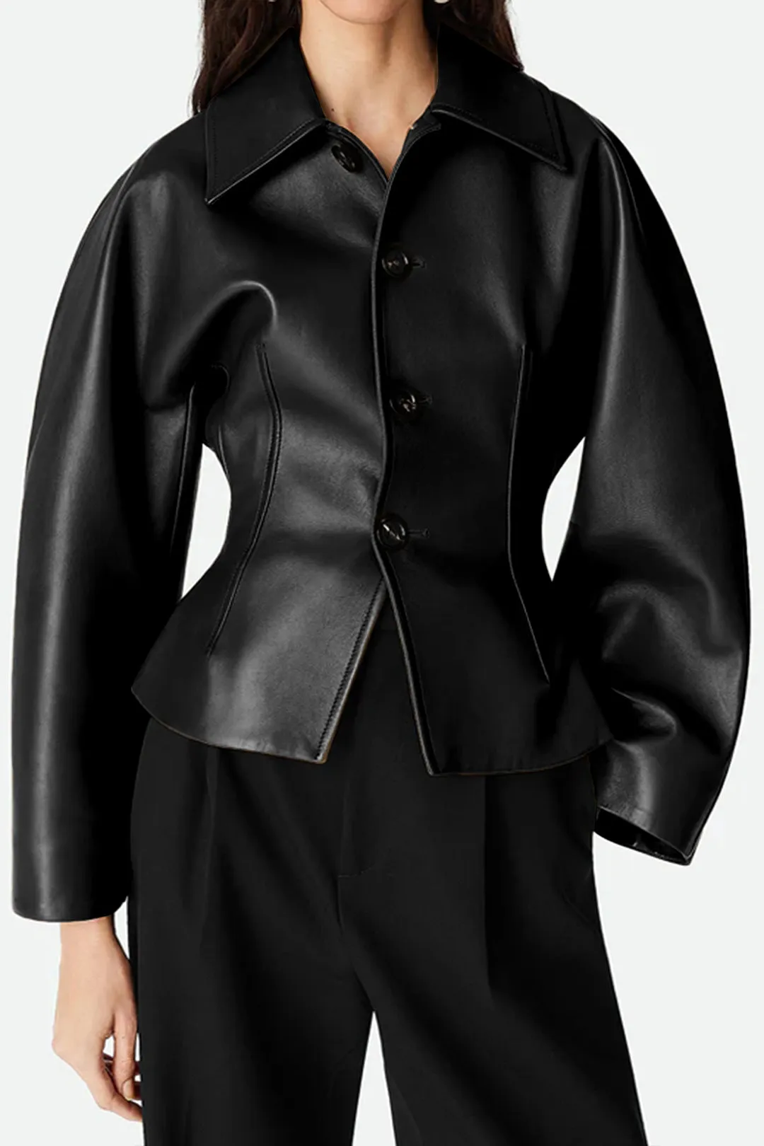 Faux Leather Button Jacket sold by Micas product image thumbnail 2