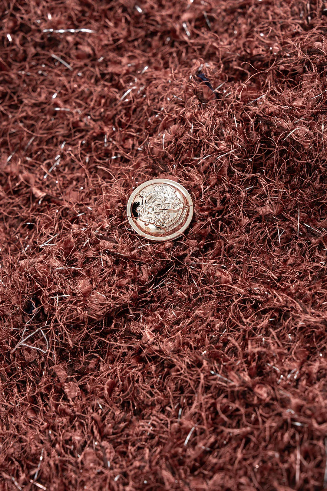 Knit Metallic Button Fringe Trim V-Neck Cardigan sold by Micas product image thumbnail 3